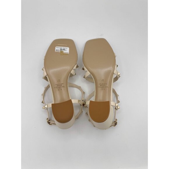 Valentino Garavani Cream Leather Rockstud Sandals 60 - Picture 10 of 15